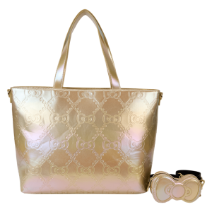 Sanrio Hello Kitty 50th Anniversary Metallic Gold Tote Crossbody Bag With Coin Bag