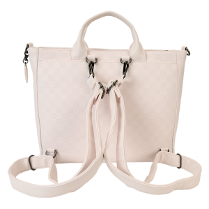 Minnie Mouse Checkered Texture Convertible Backpack & Tote Crossbody Bag