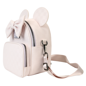 Minnie Mouse Checkered Texture Convertible Mini Backpack & Crossbody Bag