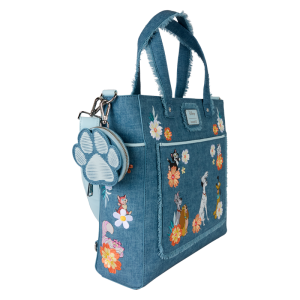 Disney Dogs & Cats Floral Faux Denim Convertible Backpack & Tote Bag with Coin Bag